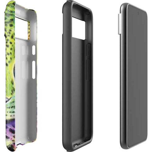 Neon Rainbow Cheetah with Rose by Sheena Pike Google Pixel 8 Pro Impact Case